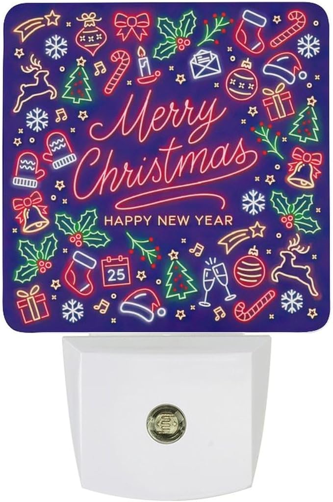 Merry Chrismas Night Light, Plug into Wall Decor Nightlights for Bedroom, Bathroom, Hallway, Kitchen, with Dusk to Dawn Light Auto Sensors LED Night Lights for Boys Girls Women Men Room Gifts