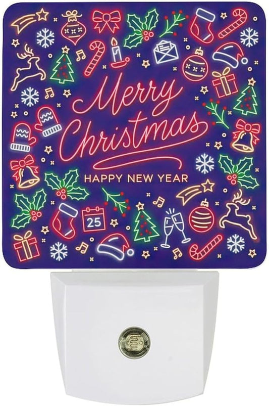 Merry Chrismas Night Light, Plug into Wall Decor Nightlights for Bedroom, Bathroom, Hallway, Kitchen, with Dusk to Dawn Light Auto Sensors LED Night Lights for Boys Girls Women Men Room Gifts
