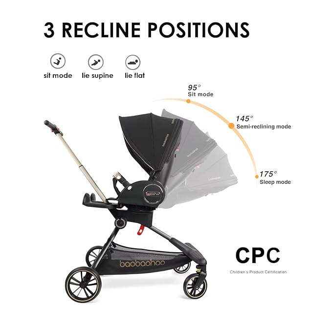 Baby Stroller Lightweight,High Landscape 360°Rotable,Ergonomic,Adjustable Backrest Canopy Peekaboo Window,Foldable,All Terrain Wheels,Storage Basket,Travel Stroller Wagon for Newborn Toddler Black