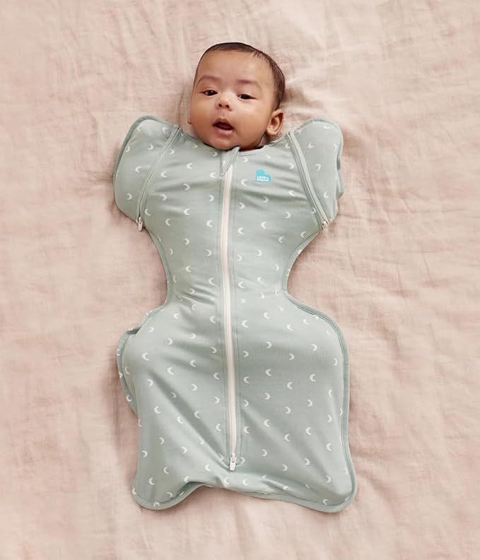 Love to Dream Swaddle Up Transition Bag Original, Arms Up Position, Light and Ultra Breathable Cotton - Sleep Bag - 1.0 TOG - (20-24°C) Ideal for Moderate Temps (Twinkle Powder Blue, Medium, 6–8.5kg)