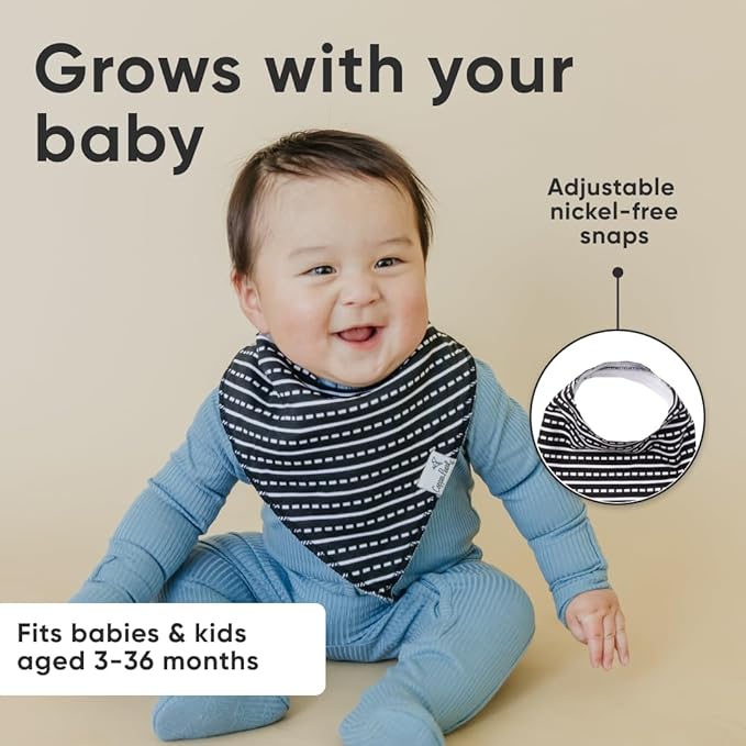 Copper Pearl 4 Pack Soft Cotton Baby Bibs for Drooling and Teething, Absorbent Drool Bibs for Baby Girl and Boy, Adjustable to Fit Newborns to Toddlers, Tons of Styles (Diesel)