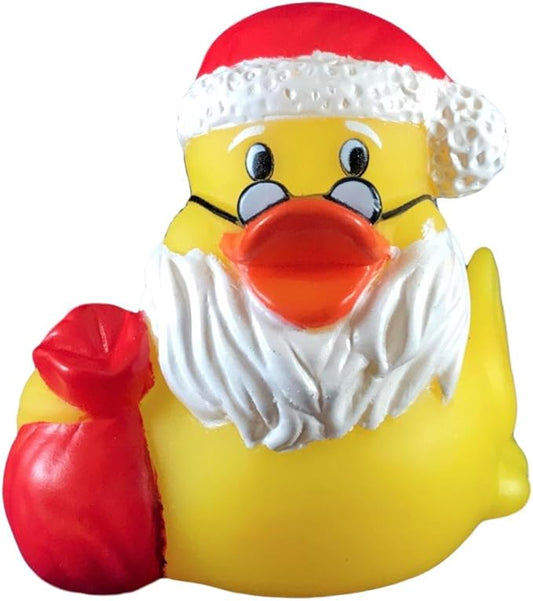 3" Christmas Santa Claus Rubber Duck [Sealed Hole, Floats Upright] - Baby Safe Bathtub Bathing Toy