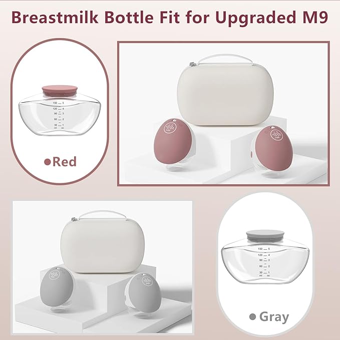 1pc Breast Pump Milk Collector with Silicone Lip Compatible with Momcozy Upgraded Mobile Flow M9, Upgraded M9 Breastmilk Container, Easy to Storage and Carry, Not Mom Cozy Original Parts