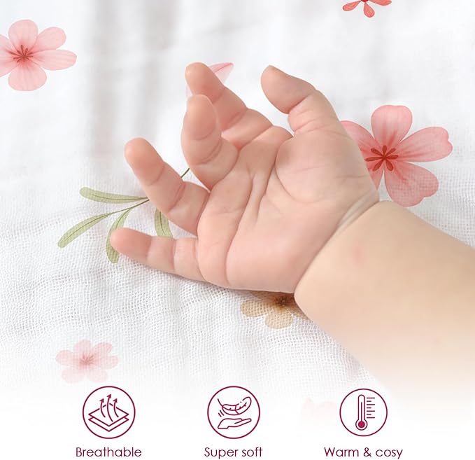 Floral Baby Blankets for Girls Newborn, Soft Nursery Minky Blankets with Muslin and Dotted Fleece Back 30x40 inches, Receiving Bed Quilt for Infants, Toddlers