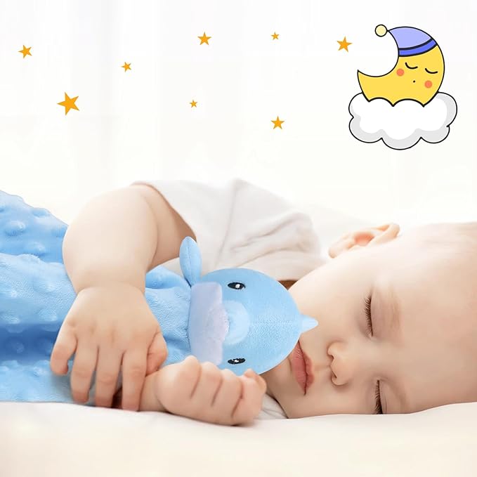 Pro Goleem Dolphin Loveys for Babies, Soft Security Blanket Baby Snuggle Toy Newborn Stuffed Animals Baby Gifts for Boys and Girls, 16 Inch