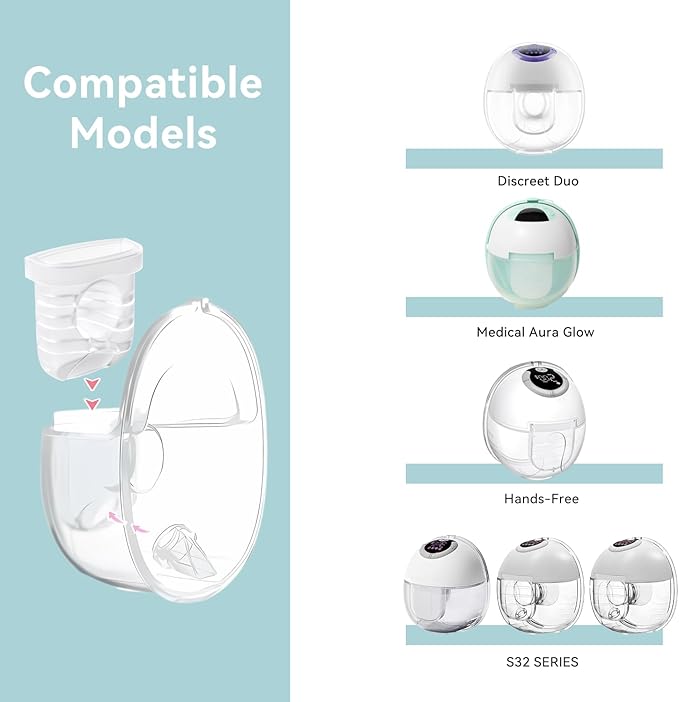 Breast Pump Parts for Lansinoh Discreet Duo/Nuliie/Motif Aura Glow S32 Wearable Breast Pump, Incl 8PCS Duckbill Valves & 4PCS Silicone Diaphragms