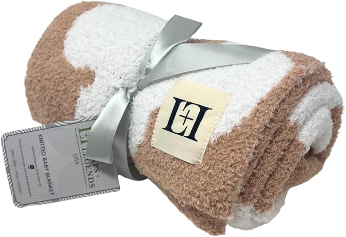 Retro Daisy Flower Baby Blanket 28"x40" - DreamSoft Throw for Crib, Stroller or Car Seat - Soft Receiving Blanket/Newborn Nursery Gift Essential for Toddler, Infant, Kids, Boys & Girls (Cafe/White)