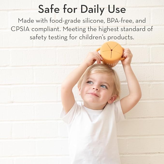 Bella Tunno Snack Cups for Toddlers, Silicone Spill Proof Food Container with Lid, Babies & Kids 6-12 Months, Love First Bite