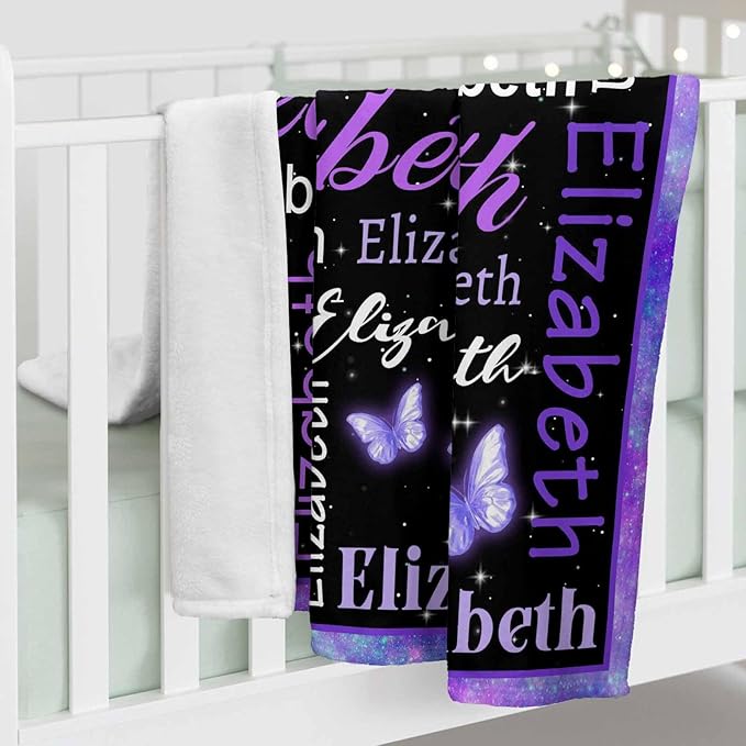 Personalized Gifts for Kids with Customized Name Butterfly Personalized Baby Blankets for Birthday Gifts Unique Custom Baby Blanket Baby Girl Gift Customized Gifts with Name for Daughter Niece Her