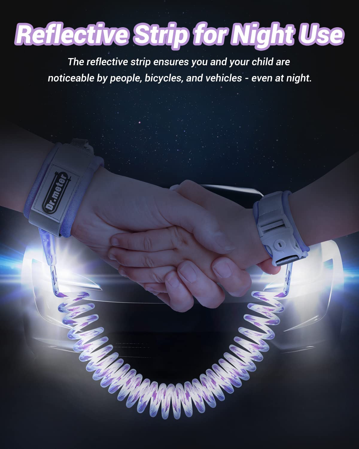 Dr.meter Anti Lost Wrist Link, 2 Pack Toddler Safety Leash with Key Lock, Reflective Child Walking Harness - Dual 8.2ft Length Pink & Purple Kids Leash for Outdoor, Kids Travel Essencials