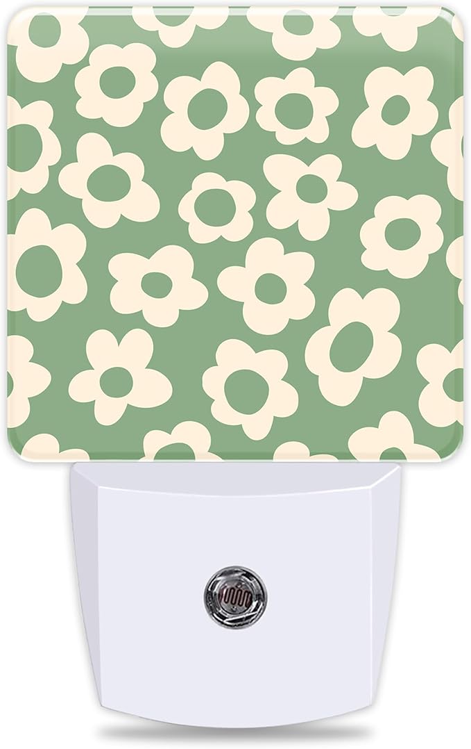 Vintage Groovy Flowers Night Lights Plug into Wall for Girls Boys Room, Night Lights LED Lamp with Dusk to Dawn Sensor Nightlight for Bedroom Kitchen Bathroom Hallway Home Wall Decor