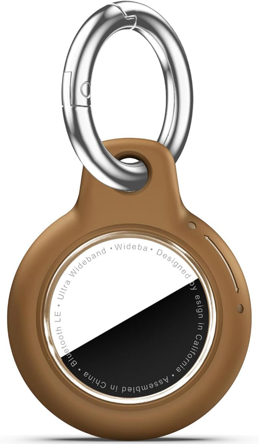 Upgrade Waterproof Airtags Holder with Apple Airtags Keychain, Hard PC Air Tag Case, Anti-Scratch & Shock Air tag Holder,Men's Women's Keyrings & Keychains, for Dog,Car Key,Luggage -Brown