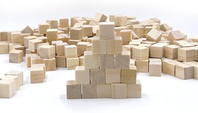 Wood Blocks for Crafting, 1cm Wooden Cubes, Pack of 500 Unfinished Plain Wood Blocks, Small Wooden Blocks Great for DIY Crafts Making
