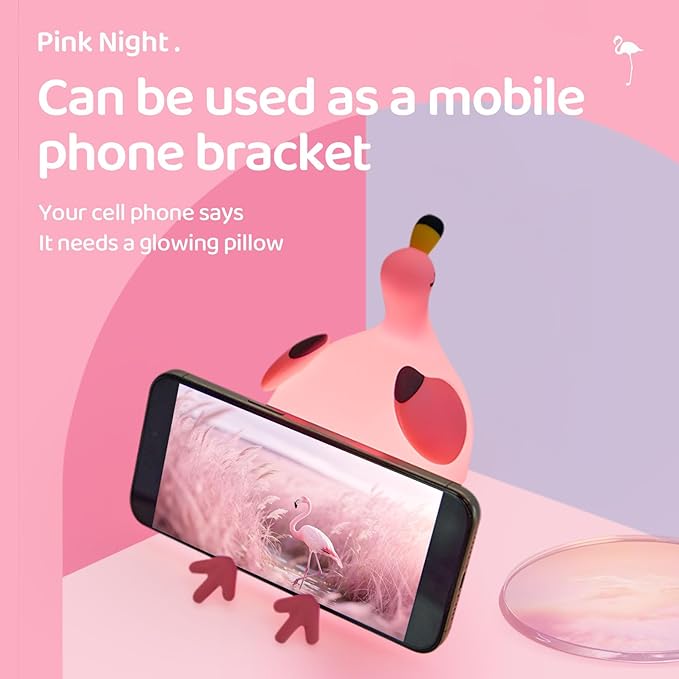 Night Light for Kids, Pink Flamingo Lamp Girls Trendy Gifts, Dimmable Silicone LED Funny Animal Baby Nursery Night Light, Rechargeable Bedside Nightlight Kawaii Pink Decor Toys for Home Bedroom Office