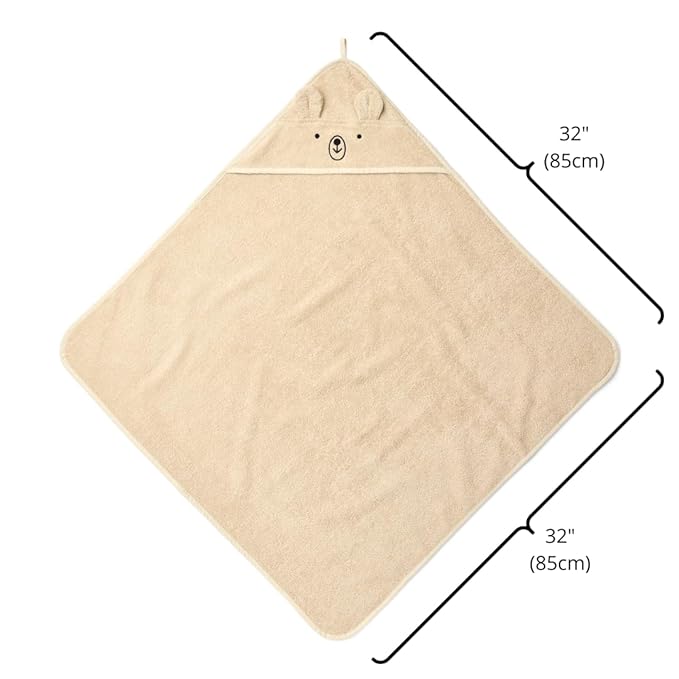 Baby Hooded Towel – Organic Cotton Baby Bath Towels, 32" x 32" Super-Soft and Absorbent Baby Towels for Newborn 2-Pack (Bear Fog/Baby Blue)