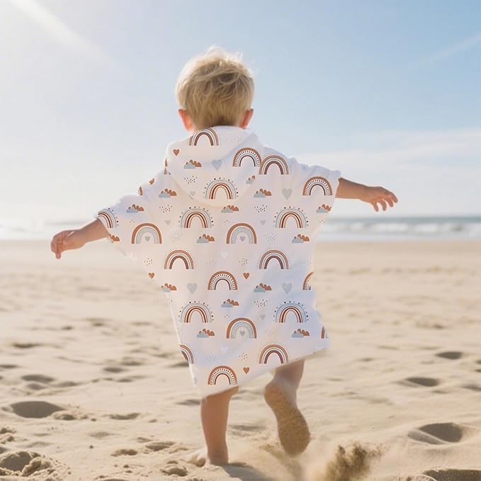 Toddler & Kids Hooded Bath & Beach Towel - Microfiber Wearable Poncho for Bathroom, Pool, Beach