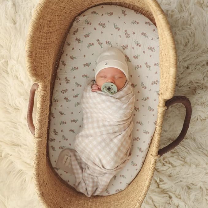 Checkered Baby Blanket for Baby Boys & Girls - 100% Soft Fine Cotton Quilt Receiving Swaddle Stroller Nursery Bed Blanket Unisex Gender Neutral for Newborns Toddlers (Plaid - Mocha)