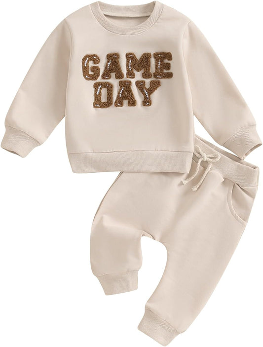 Kupretty Toddler Baby Boy Fall Winter Clothes Color Block Long Sleeve Sweatshirt Pullover Tops + Joggers Pants Outfit Set