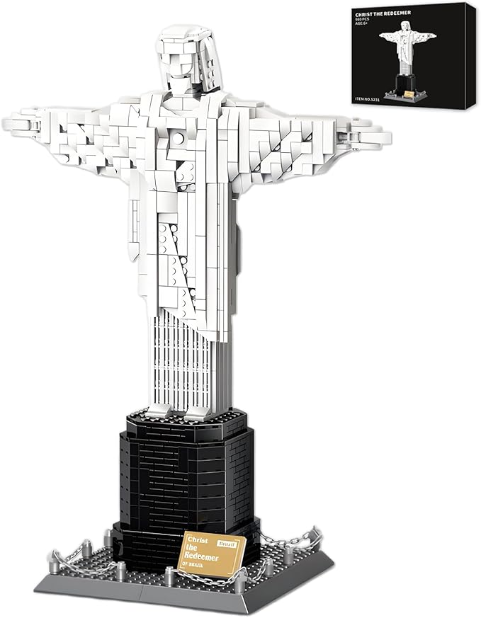 Jesus Architecture Model Building Blocks Set,Brazil Christ The Redeemer Statue World Famous Landmark Series Toys Gitf for Kids Adults