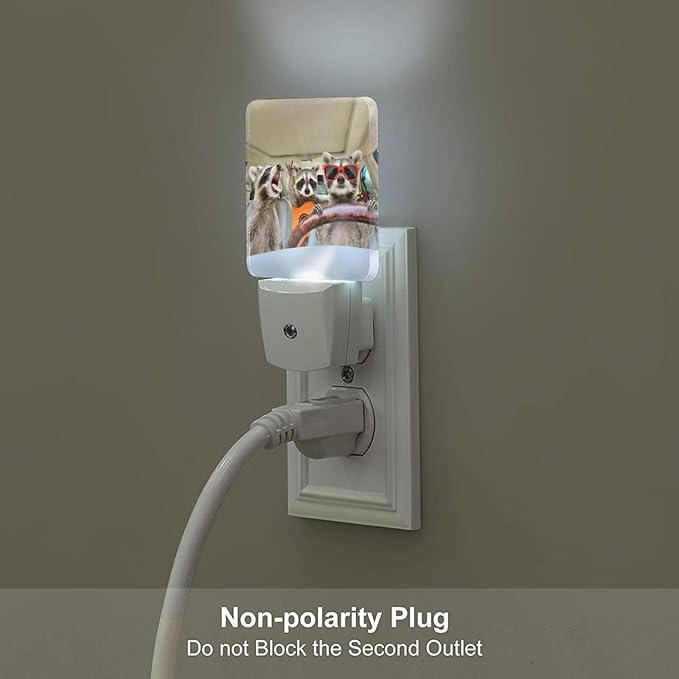 Three Cute Raccoons Night Light,Plug-in Nightlights Auto Sensor Night Lamp Dusk-to-Dawn Lamp Home Decor for Nursery Children Girls Boys