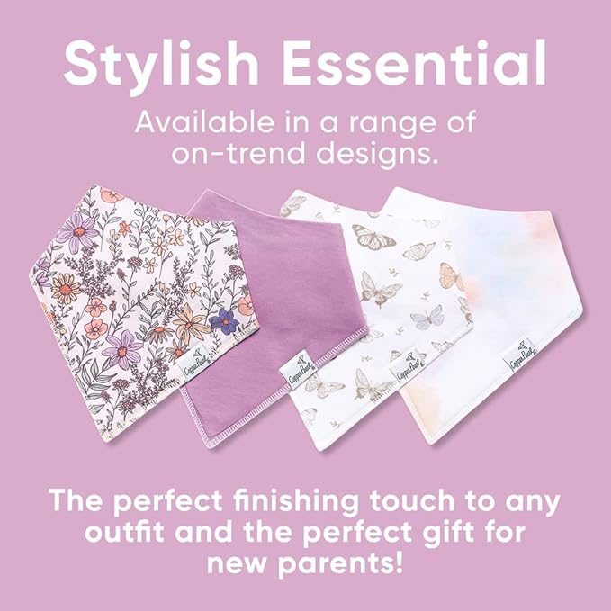 Copper Pearl Baby Bandana Drool Bibs for Drooling and Teething 4 Pack Gift Set Flora