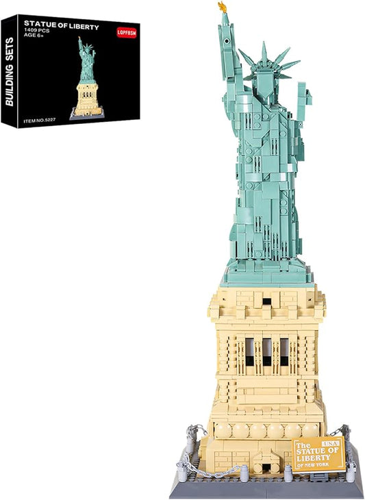 Statue of Liberty Building Blocks Sets Collectible New York City Architecture Souvenir Model World Famous Landmark Building Kits Toys Gift for Adults Kids and Teens 1409PCS