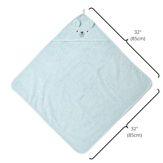 Baby Hooded Towel – Organic Cotton Baby Bath Towels – Baby Towels, Baby Bath Towels for Baby Boy, 32" x 32" Super-Soft and Absorbent Baby Towels for Newborn(Bear - Baby Blue)