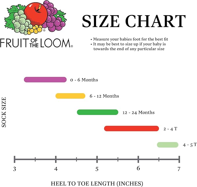 Fruit of the Loom Baby 14-Pack Grow & Fit Flex Zones Cotton Stretch Socks - Unisex, Girls, Boys