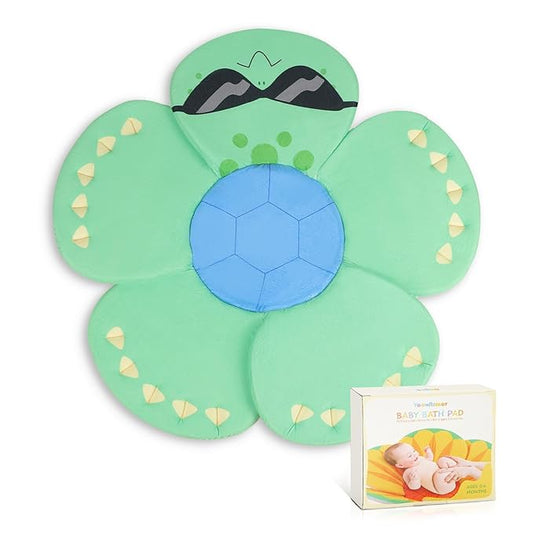 Baby Bath Pad for Infant Bathtub Sink, Non-Slip Flower Bathtub for Infants 0-6 Months, Soft Baby Sink Bath Cushion for Babies Bath Time, Newborns Bath Essentials Must Haves-Turtle