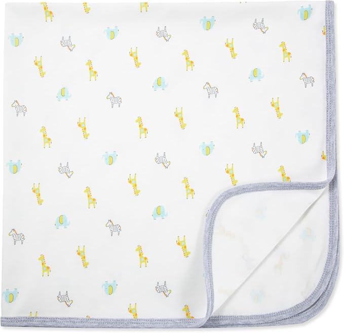 Little Me Blankets for Baby Gender Neutral Swaddling Receiving Blanket, Ivory Safari, 30 x 27 Inches