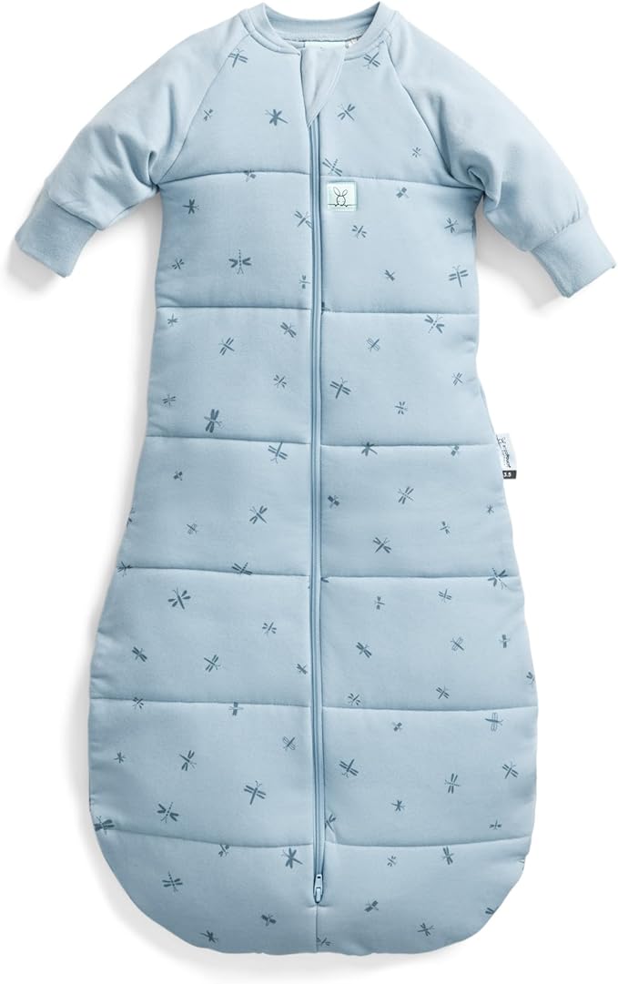 ergoPouch Jersey Sleeping Bag 3.5 TOG – Arms-Out Baby Sleep Sack, Ideal Transition from Swaddling, Slim Fit Keeps Baby Secure & Comfortable, Soft Breathable Fabric (3–12 Months, Dragonflies)