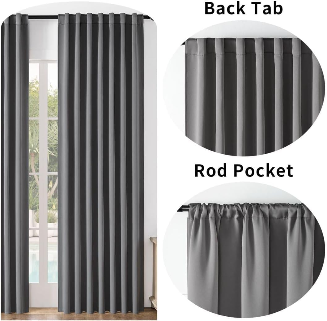 Joydeco Custom Blackout Curtains for Bedroom, 1 Panel Room Darkening Curtains & Drapes for Living Room Window Rod Pocket Back Tab (Custom Size,Light Grey)