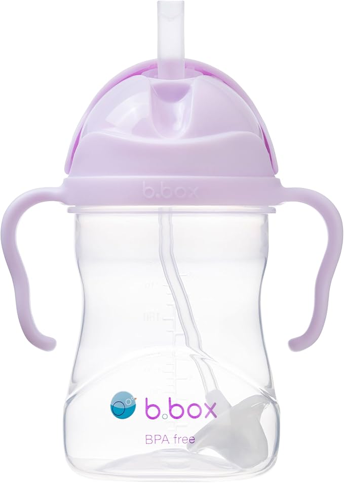 b.box Sippy Cup with Weighted Straw. Drink from any Angle, Leak Proof, Spill Proof, Easy Grip. BPA Free, Dishwasher Safe. For Babies 6m+ to Toddlers (Boysenberry, 8oz)