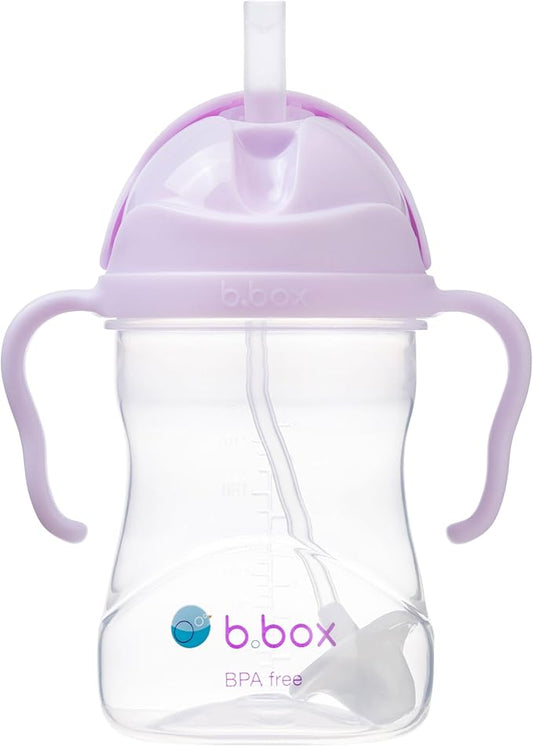 b.box Sippy Cup with Weighted Straw. Drink from any Angle, Leak Proof, Spill Proof, Easy Grip. BPA Free, Dishwasher Safe. For Babies 6m+ to Toddlers (Boysenberry, 8oz)
