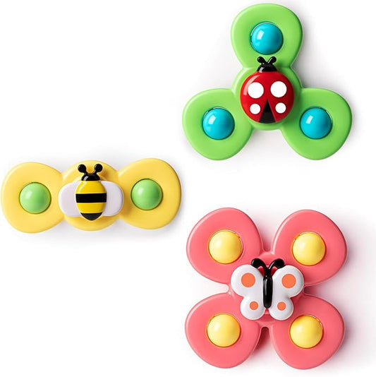 3PCS Suction Cup Spinner Toys for 1 2 Year Old Boys Spinning Toys Baby Toys 12-18 Months Sensory Toys for Toddlers 1-3 Easter Basket Stuffers Gifts for 1 Year Old Girls