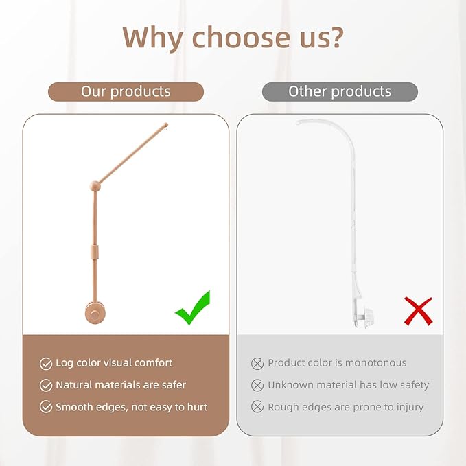 let's make Baby Crib Mobile Arm - Wooden Baby Mobile Crib Holder 31 inch for Mobile Hanging Baby Crib Attachment for Nursery Decor