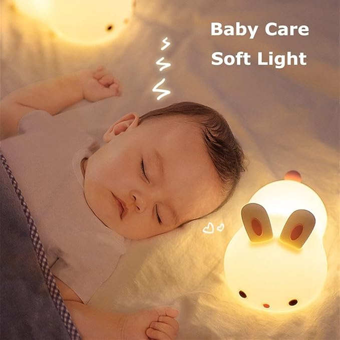 Cute Kids Night Light Night Lamp Night Lights for Kids Bedroom Toddler Baby Portable Silicone Battery Led Nightlight Nursery (Cute Bunny)