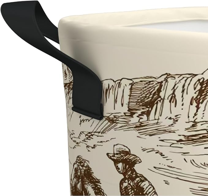 Western Cowboy Laundry Basket Gifts for Boys, Boys' Room Decor Baby Nursery Hamper Western Room Decor 17.7x13.7 Inch