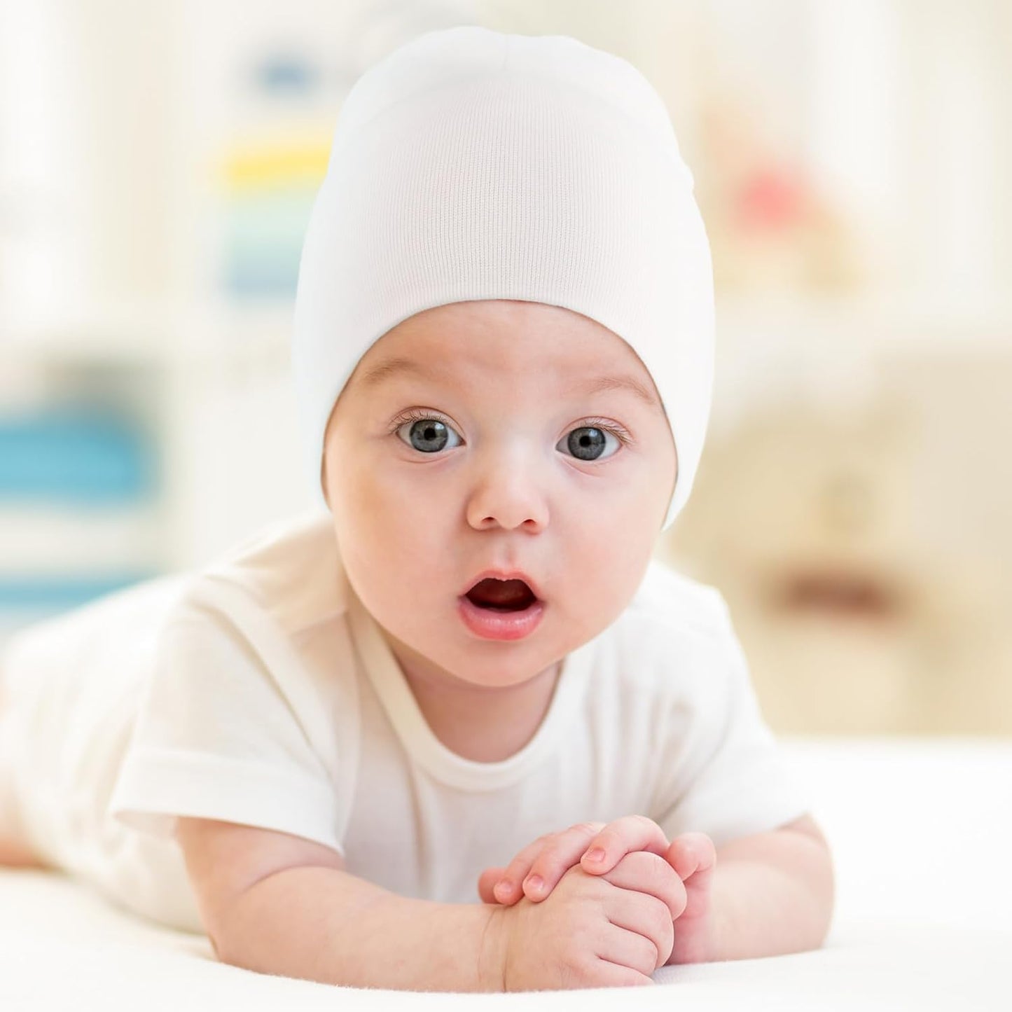 DRESHOW BQUBO 4 Pieces Baby Beanie Newborn Toddler Soft Cute Knit Hat Hospital Hats for Baby Boys Infant Cap Beanies