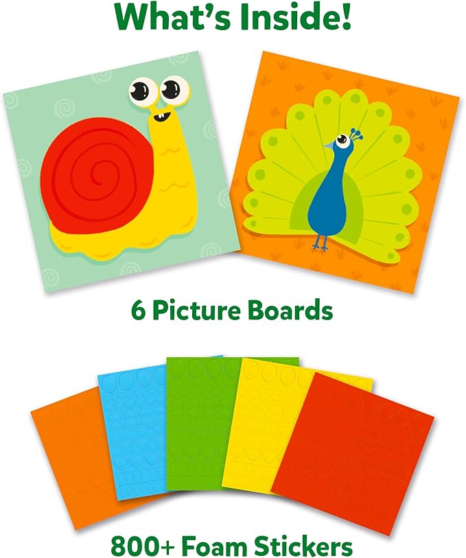 Skillmatics Foam Sticker Art Activity - Animals, Stocking Stuffers, Mess-Free Fun for Kids, 800+ 3D Foam Stickers, DIY Felt Craft Kits, Christmas Gifts for Boys & Girls Ages 3, 4, 5, 6, 7