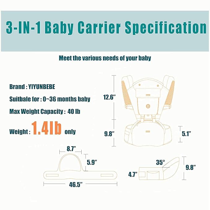 Baby Carrier Newborn to Toddler Baby Carriers with Seat Infant Baby Holder Backpack Baby Carriers Front and Back for Carrying and Hiking (Dark Blue)