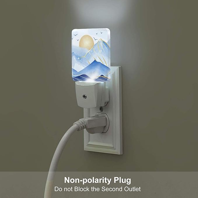 Led Night Light, Mountains Sunrise Decorative Plug in Nightlights,with Smart Auto Dusk to Dawn Night Light for Bedroom, Kitchen, Nursery, Bathroom