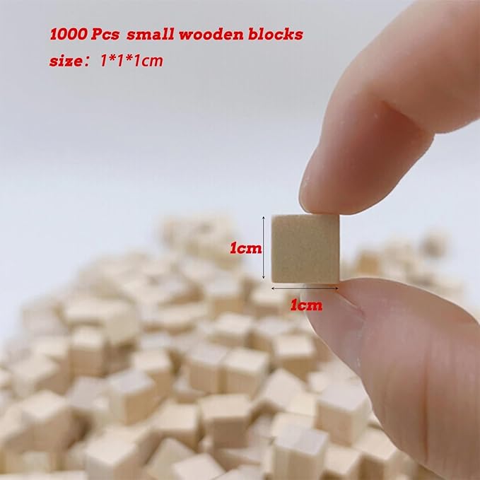 1cm Wood Blocks for Crafts, 500Pcs Unfinished Wood Cubes, Natural Pine Small Wood Square Blocks, Wooden Cubes for Arts Crafts and DIY Projects ﻿