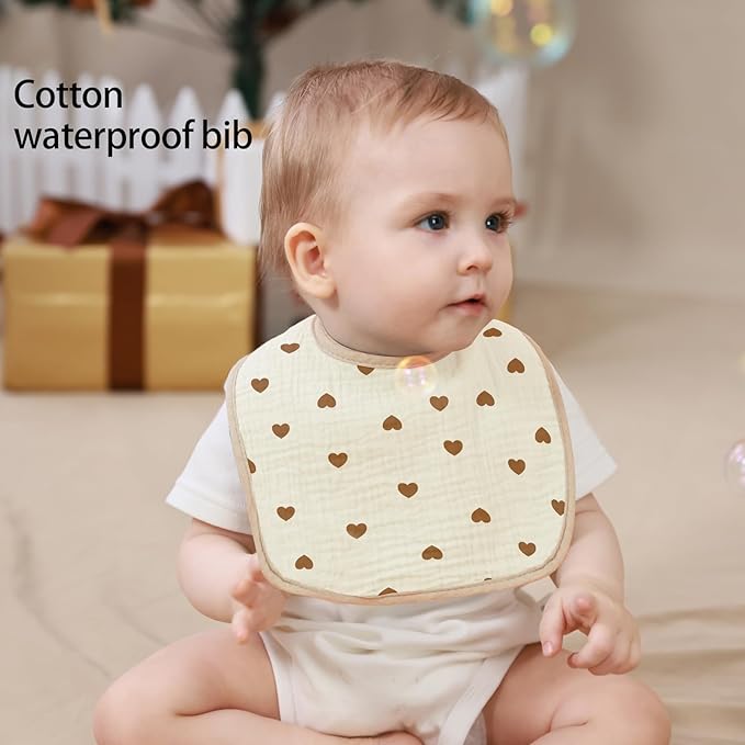 Baby Bandana Bibs, 6 Pack Waterproof Toddler Bib,Soft Cotton Absorbent Baby Bibs for Eating,Drooling,Teething
