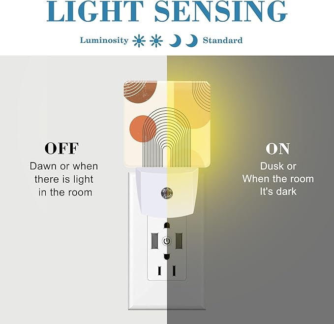 Plug in Night Lights Bohemian Art Abstract Lines Nightlight Plug Into Wall Dusk to Dawn Sensor LED Night Light for Kid Girls Boys Women Room Decor,Hallway,Kitchen,Bathroom,Nursery,Stairs