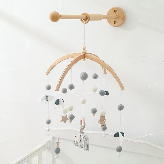 Wall Mounted Baby Arm for Crib, Sturdy Natural Wood Wall Holder, Baby Safe Wooedn Hanger for Crib, Baby Room Nursery Wall Decor, Newborn Gift Idea for Crib Toys Hanging Arm Wall Mounted