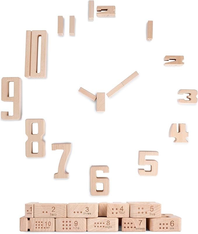 Wooden Number Building Blocks, Large Digit Blocks 1-10, 32 Pcs Math Blocks Number Toys for Kids, Educational Blocks for Toddlers, Toys to Learn Numbers for 3 Year Olds +