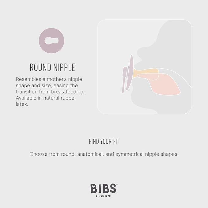 BIBS Pacifiers Colour Collection | Natural Rubber Baby Pacifier | Round Nipple | Set of 2 BPA-Free Soothers | Made in Denmark | 6+ Months (Pack of 2) | Vanilla/Cornflower