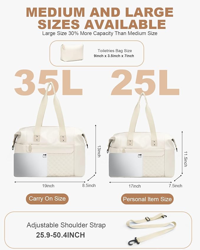 Travel Duffle Bag, Waterproof Weekender Overnight Hospital Bags for Women Men with Toiletry Bag Lightweight Carry on Personal Item Duffle Gym Bag for Travel, Airplanes, Sports