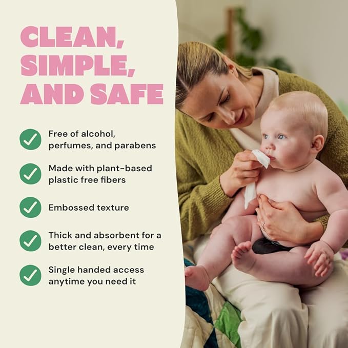 DYPER - Newborn Baby Wipes - 99.9% Water, 100% Plant-Based, Unscented & Hypoallergenic, Soft for Sensitive Skin, Plastic-Free, Skin-Friendly Ingredients - 4 Pack (224 Wipes)